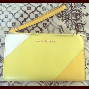 Michael Kors leather yellow wallet wristlet